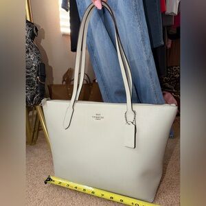Coach Light Sage Tote Bag NWT Leather Minimalist Work Bag Laptop Tote 🤍✨